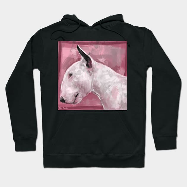 Artistic Painting of a Bull Terrier on Pink Background Hoodie by ibadishi